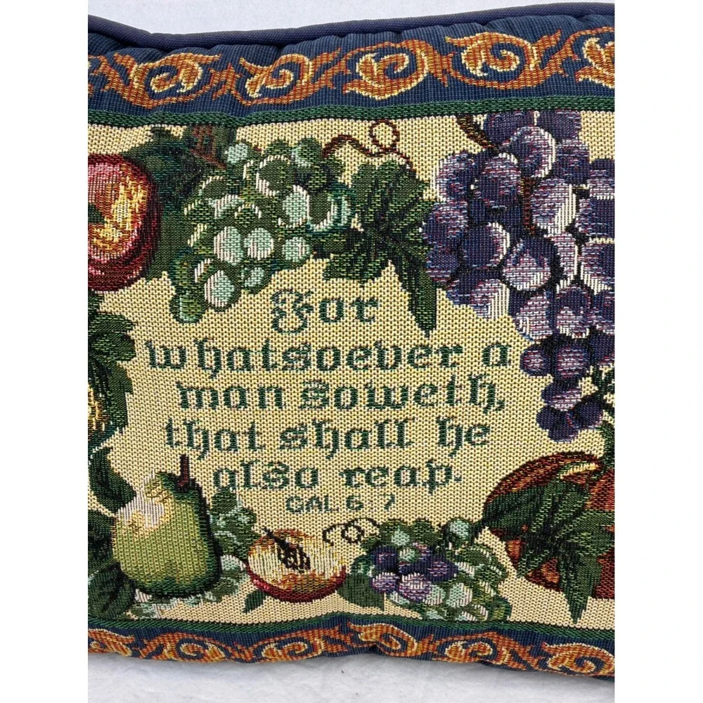 Vintage Granny Cottage Country‎ Tapestry Bible Verse Accent Pillow Harvest Fruit